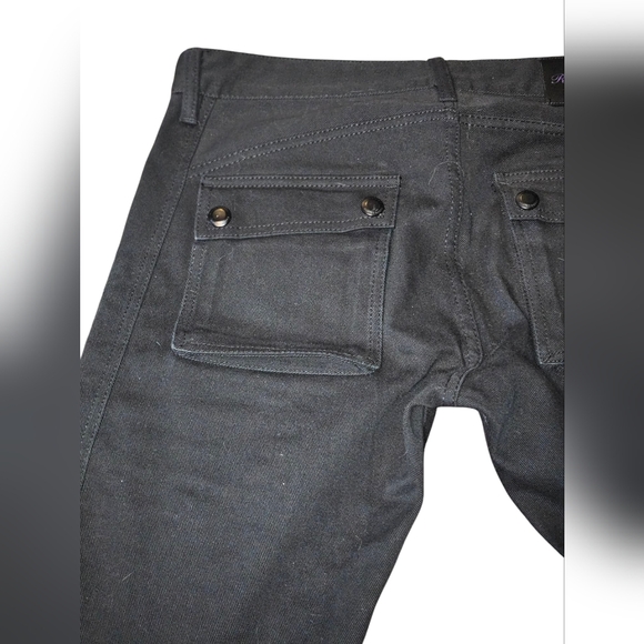 Ralph Lauren Purple Label 32 Black Cargo Biker Moto Zipper Jeans Italy Rare - Picture 5 of 11